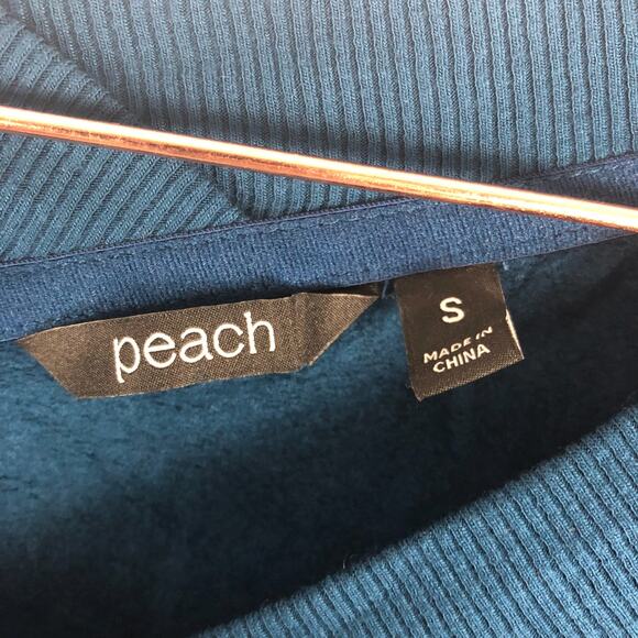 Peach Saco Pullover Marine Blue V Neck Soft Athletic Off Shoulder Sz. S NEW - Picture 9 of 12